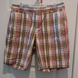 Dockers Tan and Pink Bermuda Shorts Lightweight Cotton